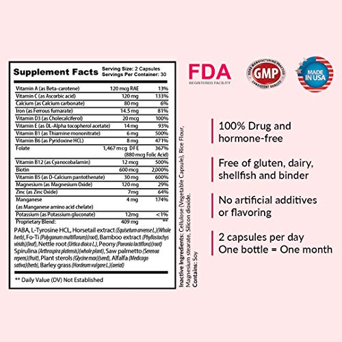 Kerotin Hair Growth Vitamins For Longer, Stronger, Healthier Hair - Hair Loss Supplement Enriched With Biotin, Folic Acid, Saw Palmetto - Hair Vitamins To Grow Thick Hair - 60 Pills (1 Month) #TOP2