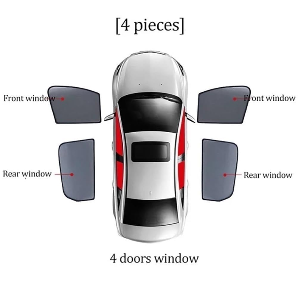Parasol Ventana Lateral Coche, para Ford S-MAX 2015- Cubre Parabrisas Coche Parasol Delantero Aislante Ventanas Traseras Mosquitera,4pcs-Doors-Window-Normal