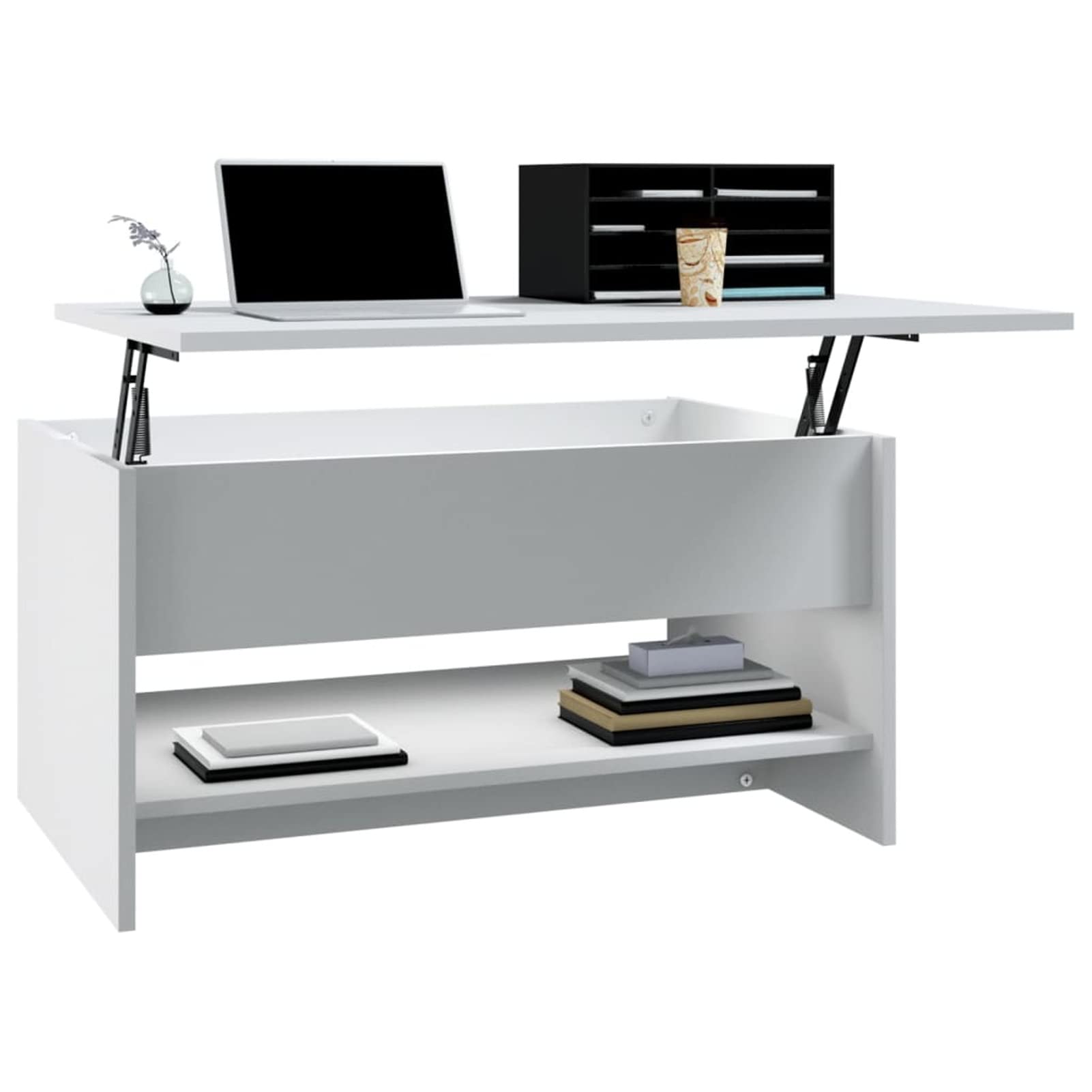 Homgoday Table basse blanche 80 x 50 x 40 cm en bois d'ingénierie, table d'appoint pour canapé, table d'appoint pour salon, salle de réception d'invités, chambre à coucher et mobilier de bureau