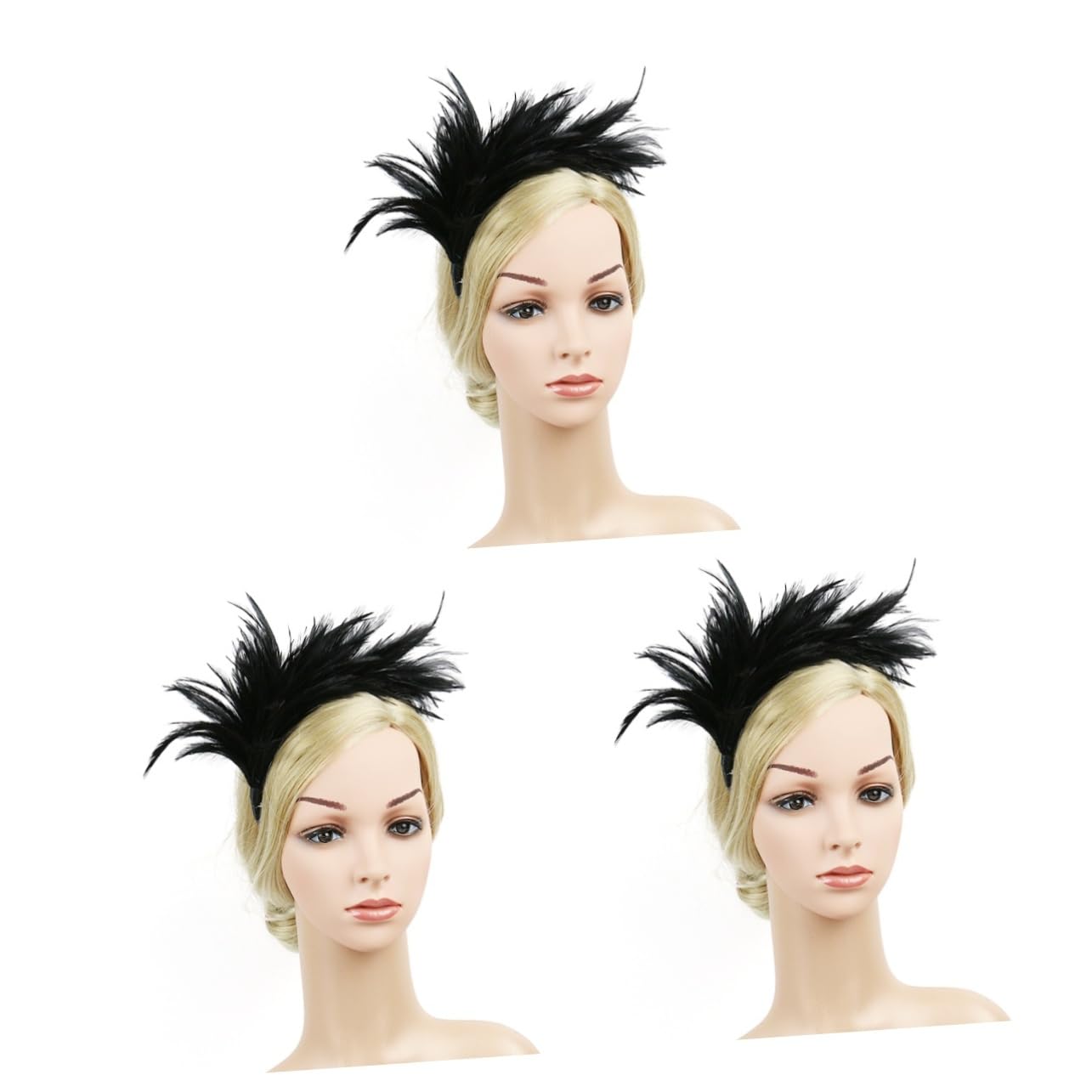 Healeved 3stücke Elegant Schwarzer Federhaarschmuck Für Braut Partys Teiliges Leicht Rutschfest Für Hochzeiten Cosplay Und Fotorequisiten Für Festliche Anlässe
