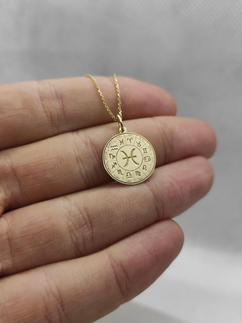 LKBEADS 925 Sterling Silber Luxus Anhänger 26mm, Ohne Kette, Fische, Schmuck, Sternzeichen Charm, Astrologisch, Astrologie, Geburtstag, vergoldet Handgefertigt|LK_OPC_00541