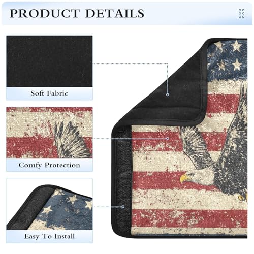 Image of National Flag and Eagle Independence Day Seat Belt Cover Pad 2 Pcs Soft Cute Seatbelt Covers Protector Support Head Neck Shoulder Strap for Car Seats High Chair Backpack for Adults Kids Women M