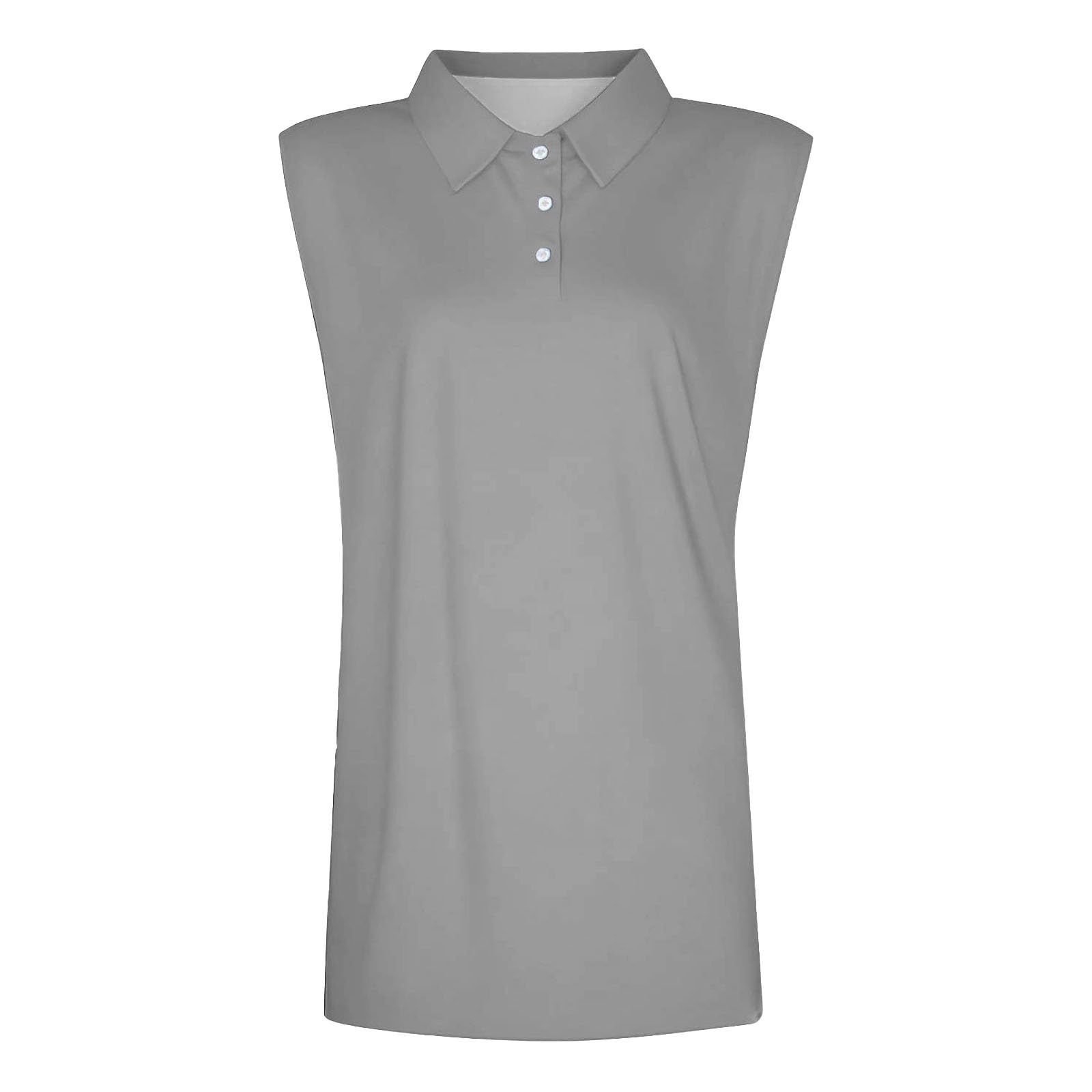 Poloshirt Damen Ärmellose Revers Sommer Oberteile Einfarbig Tshirt Damen mit Polo-Kragen Tanktops Frauen Golf Shirt Elegant Tennisshirt Knöpfe Tanktops Frauen Sporttop