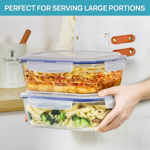 Image of Vtopmart 2Pack 2260ml /76.4oz Extra Large Glass Storage Containers, Blue