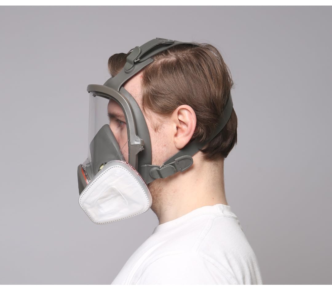 Respirateur facial complet réutilisable, Masque de Protection Respiratoire Réutilisable,Anti poussière,Masque avec Filtres pour Peinture,Travaux, Bricolage,Ponçage,avec 20 filtres de rechange