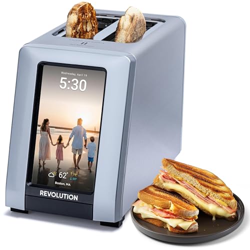 Revolution R180 Connect Plus Smart Toaster – Connected 2-Slice Touchscreen Toaster w/ Patented InstaGLO 2.0 Technology, Toastie Press Mode, Digital Picture Frame – Toast Bread, Bagels, Waffles & More