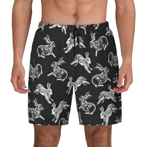 Bunny Rabbit Breathable Fit Trends Men's Swim Trunks Board Short with Waist Elastic Band Swimming Trunks