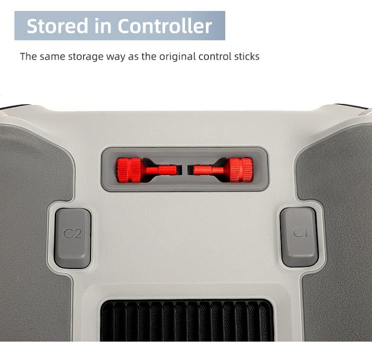 2x RC Remote Controller Sticks for DJI RC, Metal Aluminium Alloy Joystick Thumb Replacement Rocker for DJI Mini 3 Pro RC Controller Accessories (Red) - Image 4