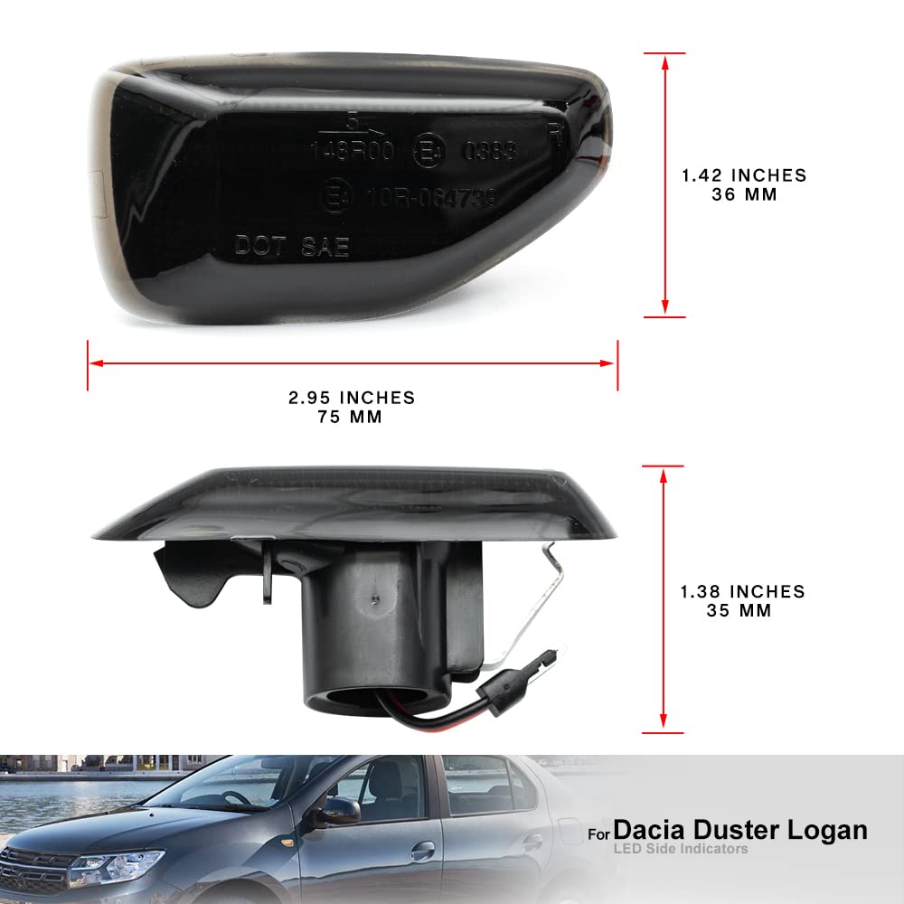 Frecce Laterali LED Per Dacia Duster/Logan/Sandero II - Indicatori Direzione Dinamici (2 Pezzi Nero) - Foto 13