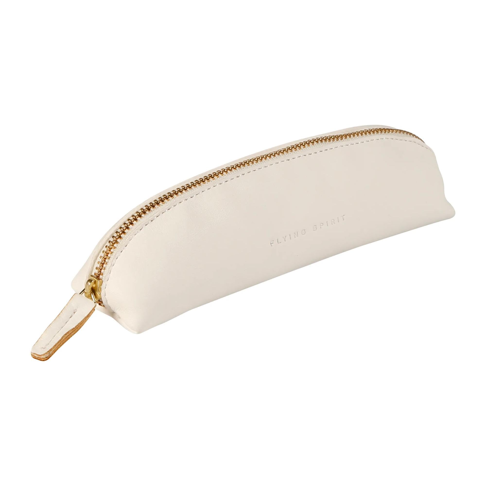 Clairefontaine 104512C - A Flying Spirit triangular pencil case 18x4x4 cm, in smooth lambskin, White