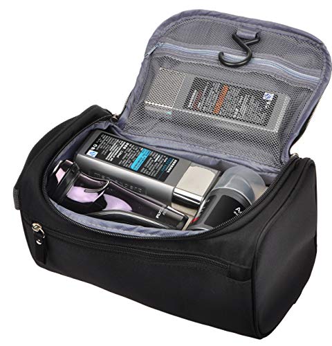 Image of Mens Travel Shaving Toiletry Bag Small Hanging Wash Organizer Dopp Kit Travel Accessories, Black