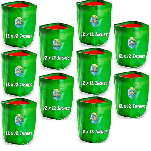 Image of MASHKI HDPE Grow Bags for Home, Terrace & Balcony Gardening - Big Size Vegetable Plant Grow Bags (15x15, 18 inchx18 inch & 24 inchx24 inch - Heavy Duty, UV Stabilized) (10, 12x12 Inches)