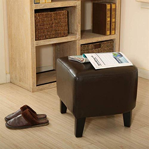 Tabouret de canapé marron en polyuréthane et pieds bois - 6