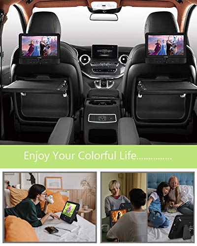 UEME 9.5 Dual Screen Portable DVD Player, Car DVD Player, 800x1024 HD LCD Screen, USB/SD/MMC Card Readers, Built-in 5 Hours Rechargeable Battery, Stereo Sound, Regions Free, AV Out & in