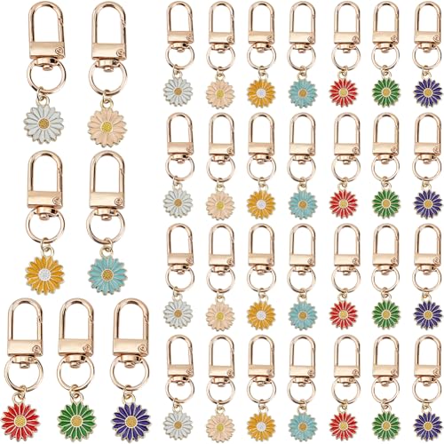 Porte-clés fleur anti-perte en émail brillant avec fermoir amovible pour retrouver vos clés