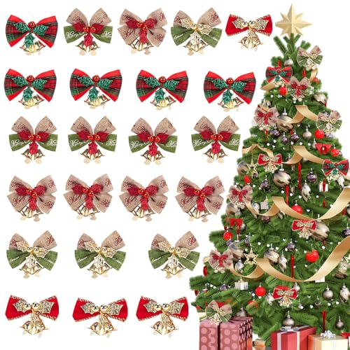 25 Stück Weihnachtsschleife,Weihnachtsbögen für Baumdekoration,...