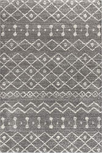 Image of JONATHAN Y Aksil Moroccan Beni Souk Gray /Cream Indoor Area Rug, 4x6, Bohemian, Scandinavian, Easy-Cleaning for Living Room, Bedroom, Kitchen, Pet Friendly, Non-Shedding (MOH208C-4)