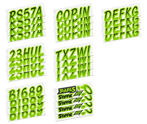 Image of STIFFIE Whipline Black /Team Green 3 inch Super Sticky Boat & PWC Registration Decals • Numbers Letters Stickers