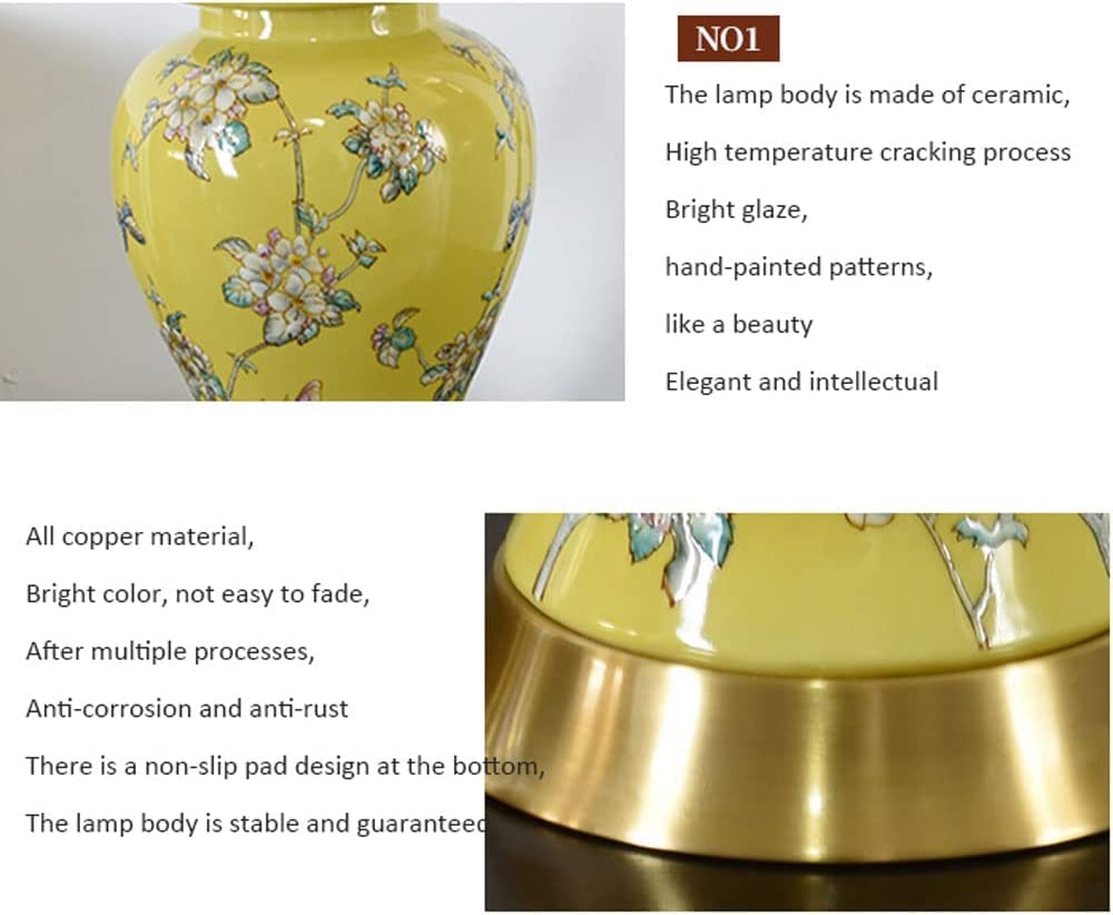 Lampka nocna lampa stołowa kwiatowa, chiński wazon ceramiczny, stolik nocny, lampka nocna do sypialni, salonu, biura, uniwersytetu, lampka nocna
