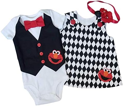 Perfect Pairz Boy Girl Twin Outfits Elmo Set USA Made