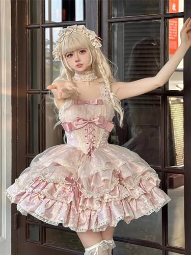 Teens Kawaii Lolita Princess Dress Cute Bow Graduation Holiday Sleeveless Elegant Cocktail Party Ruffle Dresses2
