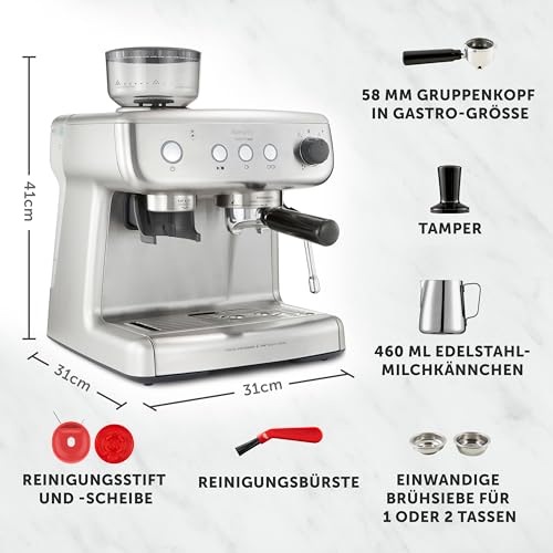 Breville Barista Max Siebträgermaschine | Espressomaschine/Kaffeemaschine mit integriertem Mahlwerk...