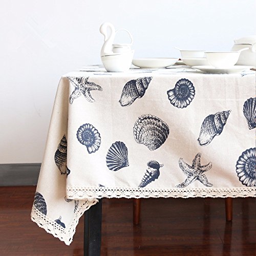Andrui Nappe de table en lin et coton style océan rectangulaire (60 x 60 cm) Cover
