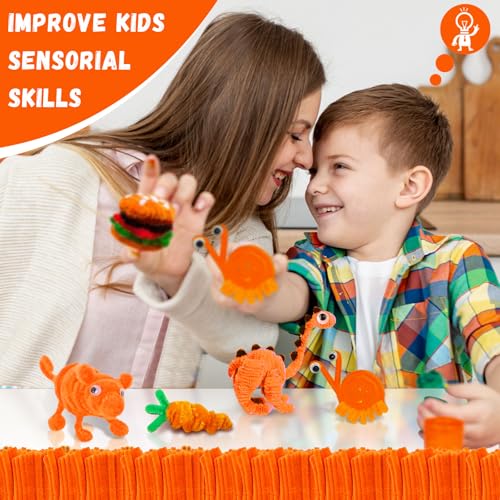 Image of Orange Pipe Cleaners Crafts,Art Supplies,200pcs Chenille Stem,Solid Color Pipe Cleaners Set for DIY Art Creative Crafts and Decorations,Limpia Pipas,Craft Supplies,Christmas /Halloween Gifts