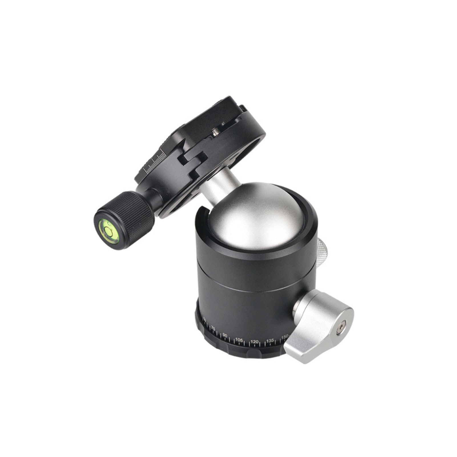 Akozon Testa a Sfera in Lega di Alluminio, Testa Panoramica per Treppiede da 44 Mm con Piastra a Sgancio Rapido da 1/4" e Livella a Bolla, per Fotocamere DSLR e teleobiettivi.