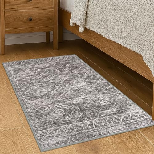 KILOCOCO Boho Entryway Rug 2x3 Printed Small Area Rugs Indoor Door Mat Machine Washable Kitchen Rugs Super Soft Non Slip Throw Rug for Bedroom Entrance Geometric Laundry Room, Taupe