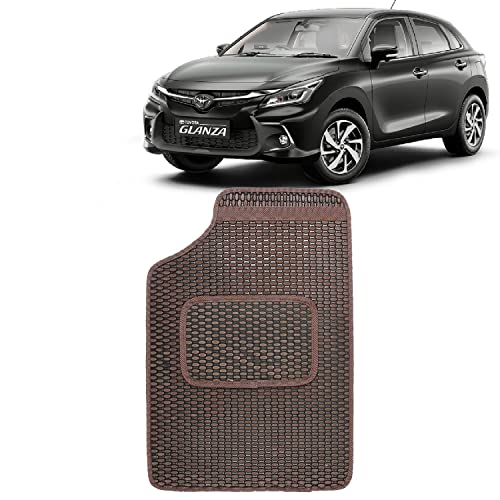 Image of Kingsway Dotted Design Car Floor Foot Mats Universal Fit for Toyota Glanza, Model Year : 2022 Onwards, Water and Dustproof, Color Brown, Set of 5 Pieces