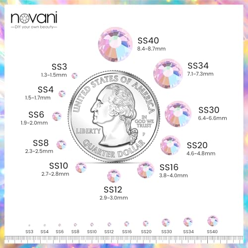 Image of Rhinestones Novani Rhinestones for Crafts Glass Crystals Nail rhinestones Flatback Nail Gems and Rhinestones for Nails Art Makeup Face Clothes Shoes Decoration DIY(SS20, 1440pcs, Pink AB)