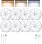 EZVALO 4 Pack Motion Sensor Closet Lights, 1200mAh USB-C Rechargeable LED Puck Lights, Under Cabinet Lights, Dimmable, 3 Color Temps, Magnetic, Stick on for Closet, Stairs, Cabinets, Pantry