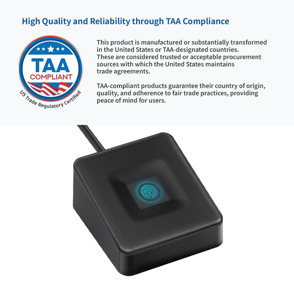TEC SecureTouch WireKey USB skaner linii papilarnych – szybkie logowanie w ciągu 1 sekundy | Windows Hello & Hello dla firm | Rozpoznawanie 360° | Bezpieczeństwo korporacyjne - TE-FPA-CA1