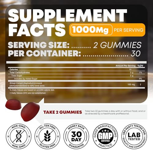 Image of Peak Revival Shilajit Gummies with Manuka Honey - Promotes Optimal Recovery, Increases Energy & Endurance, Mixed Berry Flavor, 100mg per Serving, 60 Count (30 Servings)