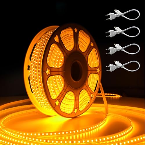 Image of Forus 40 Meter LED Rope Strip Light | Waterproof Outdoor Flexible Decorative Lighting | LED Neon Rope Light for Diwali, Christmas, Balcony, Ceiling & Home Decor, Amber 1Pc with 4 Connectors