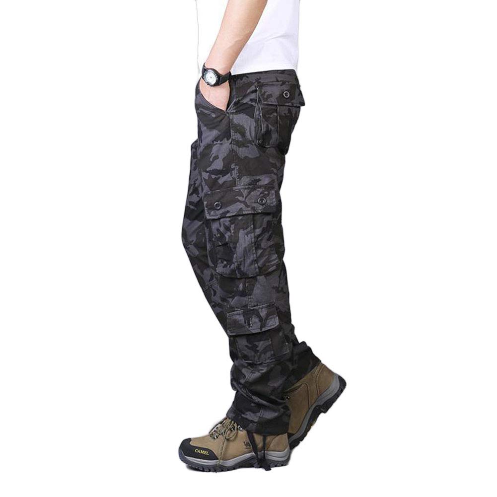 Youcai Men's Black Camo Outdoor Scratch-Resistant Tactical Pants Jogging Hiking Cotton Cargo Trousers Multi Pocket Military Camo Combat Work Pants,,44