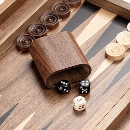Juego de Backgammon de madera premium de nogal 14.5" miniatura 5