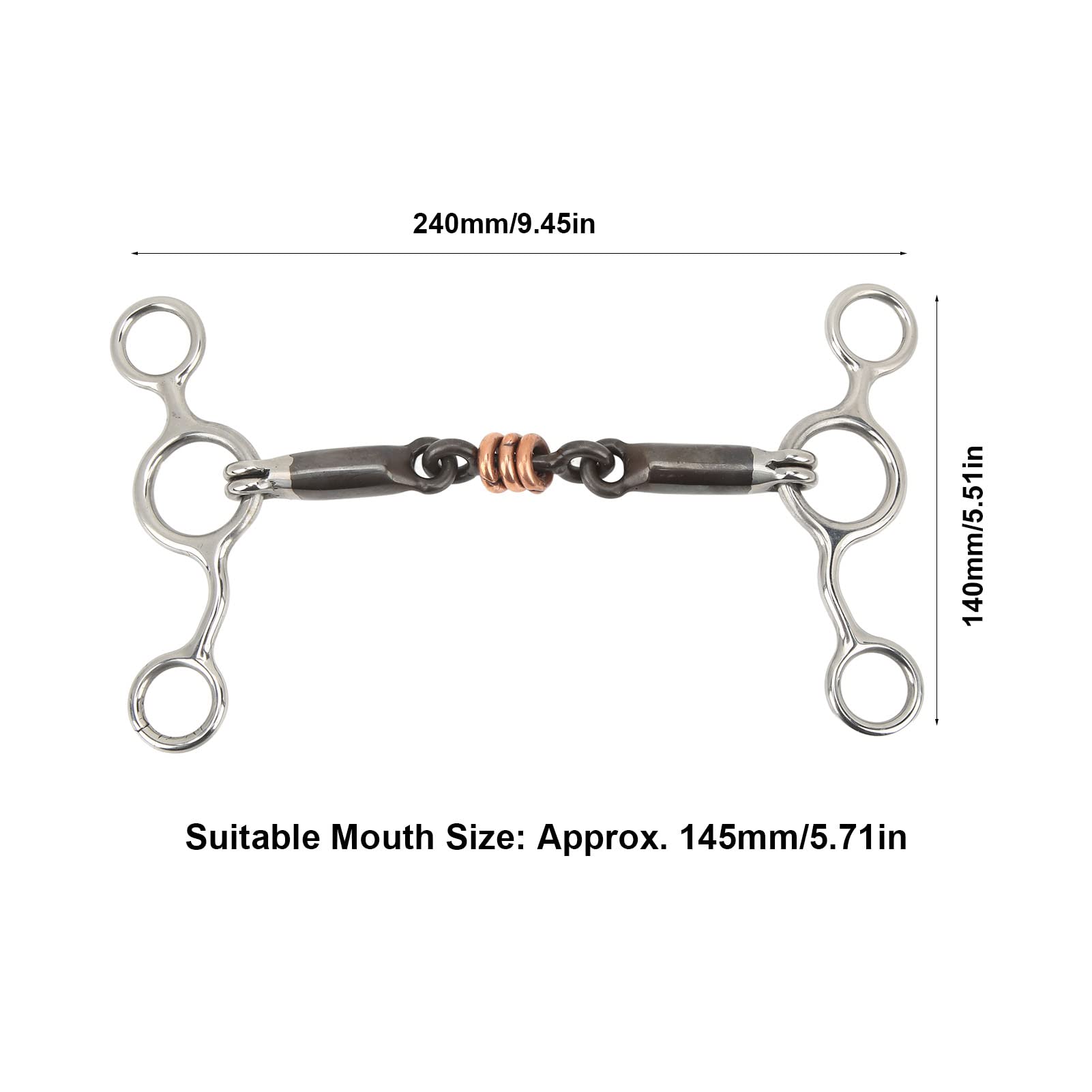 Topyond Filetto con Anello Gag in Ottone in Acciaio Inossidabile Bocchino da 145 Mm Attrezzatura Efficace per L'addestramento del Cavallo Controllo Preciso E Comunicazione Ideale per La Monta Western