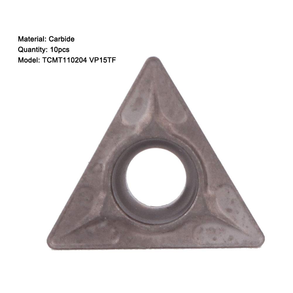 Lot de 10 Inserts en Carbure Tcmt110204 Tcmt110204, Tcmt090204 VP15TF Remplacement de Lame D'insertion de Tournage CNC avec Boîte en Plastique pour Finition en Acier Inoxydable