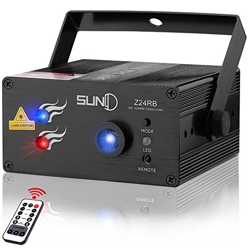 SUNY Laser Lights DJ Music Laser Projector 24 Combinations Patterns Red Blue Laser