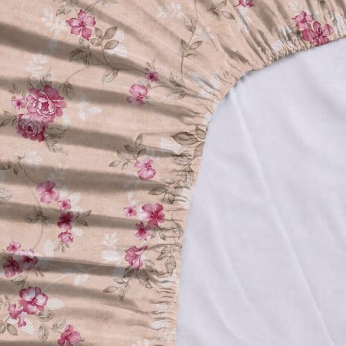 Image of LANE LINEN Symphony 100% Cotton 144TC King Bedsheet Set, 3 Piece, Printed | Printed 3-Piece Set With 1 King Fitted Bedsheet (1.83 x 1.98 M + 0.30D CM), 2 Pillow Covers, 144 TC, Soft & Breathable Cotton