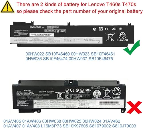 Image of 00HW022 00HW023 Laptop Battery Compatible with Lenovo ThinkPad T470s T460s