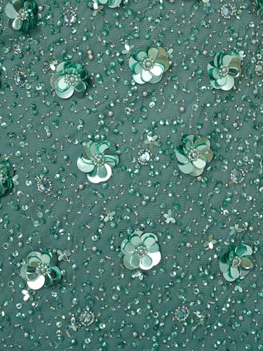 Adrianna Papell Women's Beaded Long 3D Floral Dress3