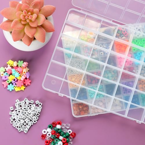 Image of Eppingwin 42 Grids Bead Organizer, Craft Organizers and Storage, Acrylic Organizers, plastic Bead Organizer Box for Crafts Organizing Storing (4 pack)