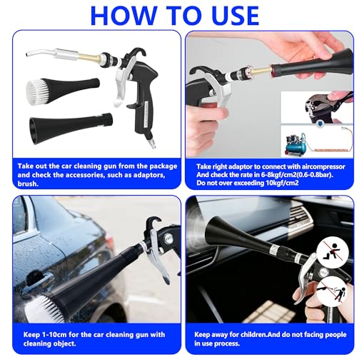 Image of Car Cleaning Gun Detailing Interior Dryer Air Blow Gun, High Pressure Blower Gun, Car Detailing Kit for Quickly Blasting Dirt and Dust Works, Car Detailing Tools with Air Compressor