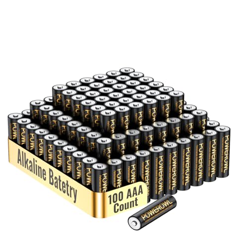 POWEROWL High-Capacity Alkaline AAA Batteries 100 Pack, 1.5v Long Lasting Triple A Battery, 10-Year...
