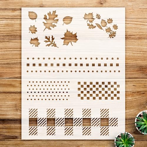 Fall Pattern Stencil for Home Decor and Crafts, Reusable Mylar Template, Ideal for Walls, Wood, and Seasonal Projects - Size A3 (13.0