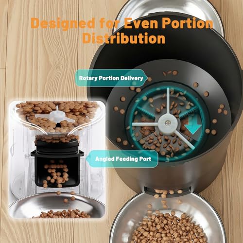 Miaosical Automatic Cat Feeder 2 Cats,2.4G WiFi Timed Auto Cat Food Dispenser with Dual Bowls,4.2L Smart App Control,Equal Portion Feeding for Multiple Cats (Black, 4.2L WiFi Dual Bowl) - Image 7