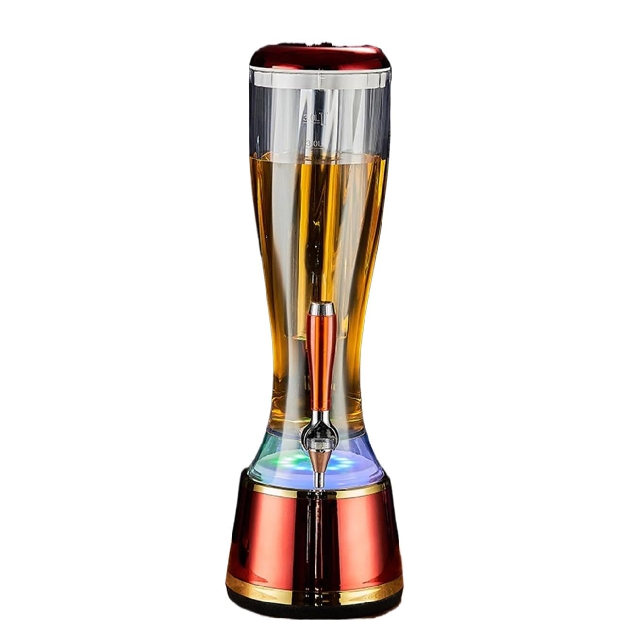 MYUYEE Beverage Dispenser,Juice Beer Dispenser Rechargeable Beverage Dispenser With Light Icicles Drink Tower (Red 15X60.5Cm)